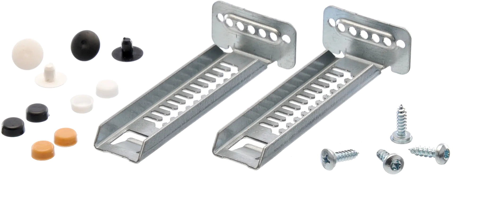 Fixing kit Toe kick mounting brackets (2 pcs) w/ screws, screw caps (set) 00612653