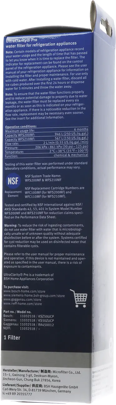 REU/RGC/REM/RIN - Version UltraClarity Pro Water Filter17005583 • RA450012