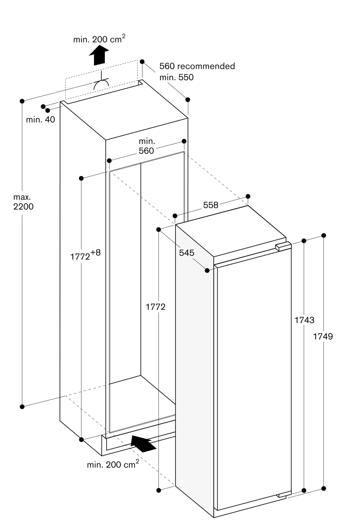 Tủ lạnh Gaggenau Series 200 177.5 x 56 cm RC282306