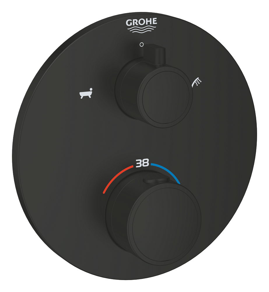 Bộ ổn nhiệt bồn tắm âm tường 2 đầu ra có van khóa/chuyển Grohe Grohtherm 1022102430