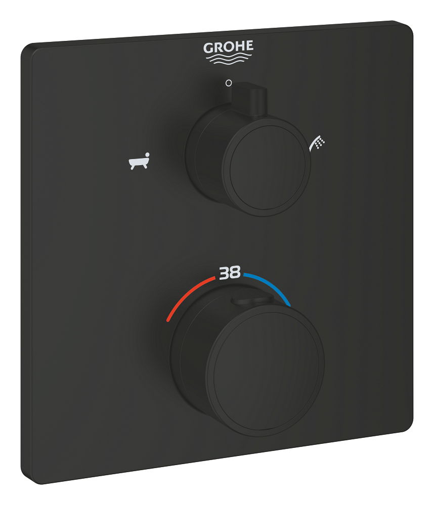 Bộ ổn nhiệt bồn tắm âm tường 2 đầu ra có van khóa/chuyển Grohe Grohtherm 1022112430