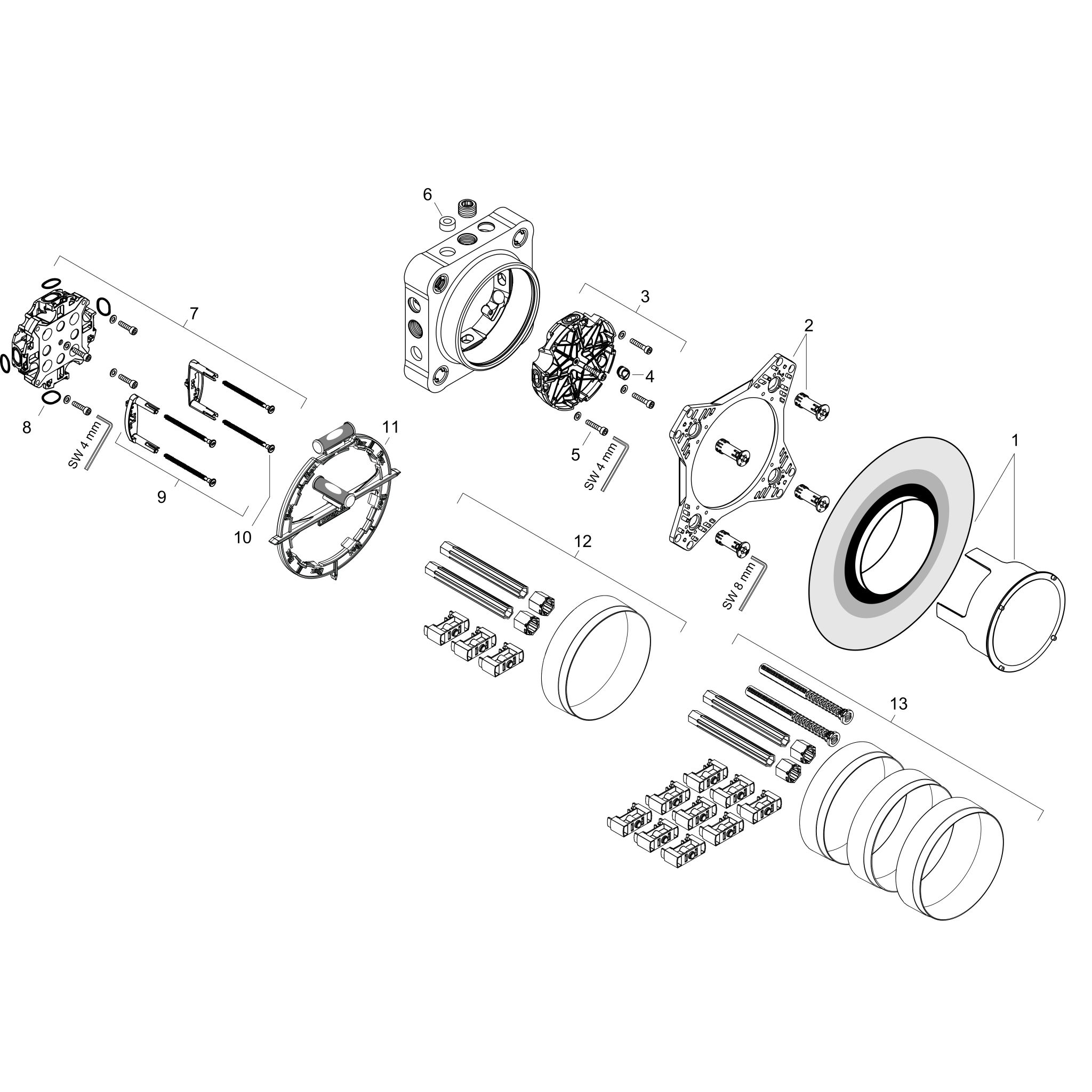 Sơ đồ phụ kiện Bộ âm Hansgrohe iBox universal 2 01500180