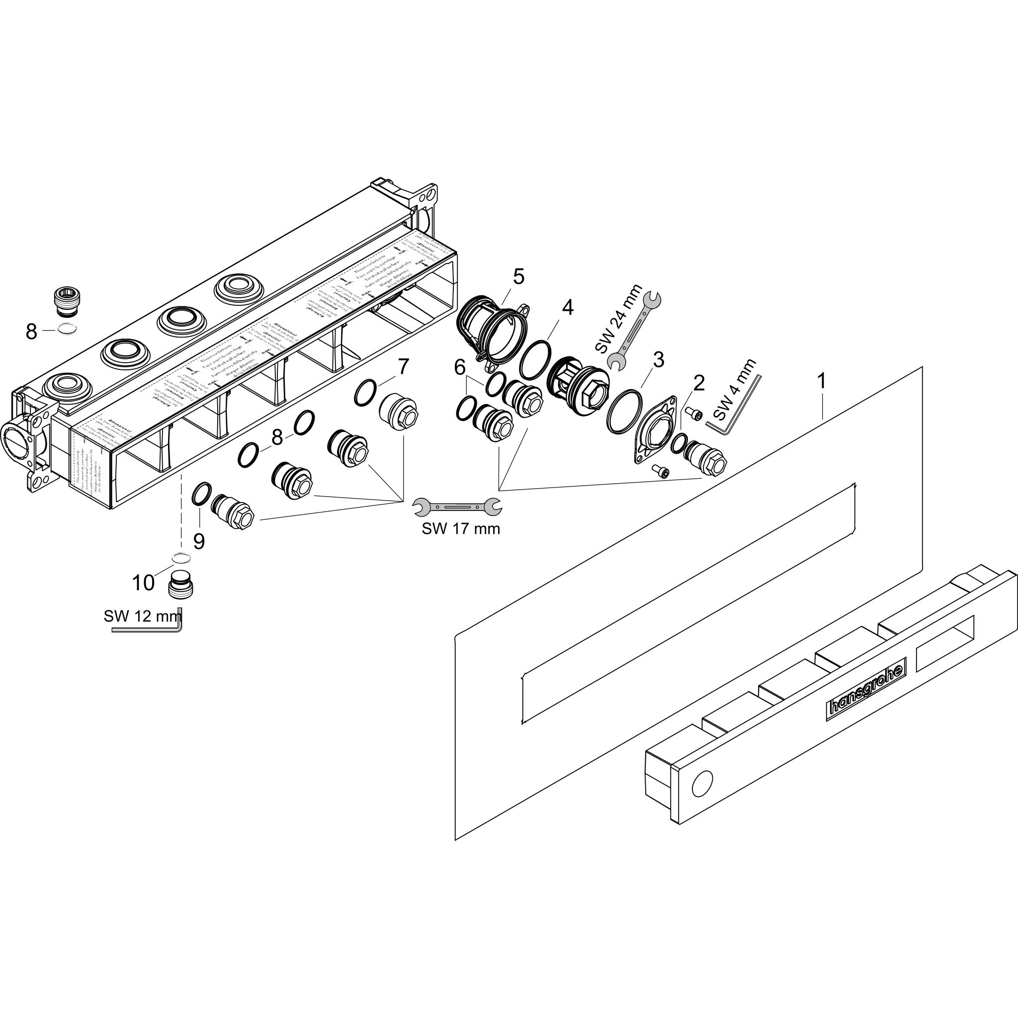 Sơ đồ phụ kiện Bộ âm Hansgrohe RainSelect 15310180