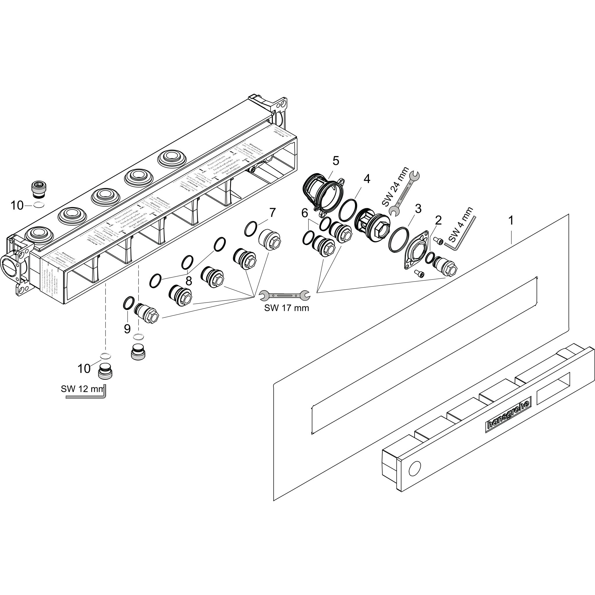 Sơ đồ phụ kiện Bộ âm Hansgrohe RainSelect 15311180