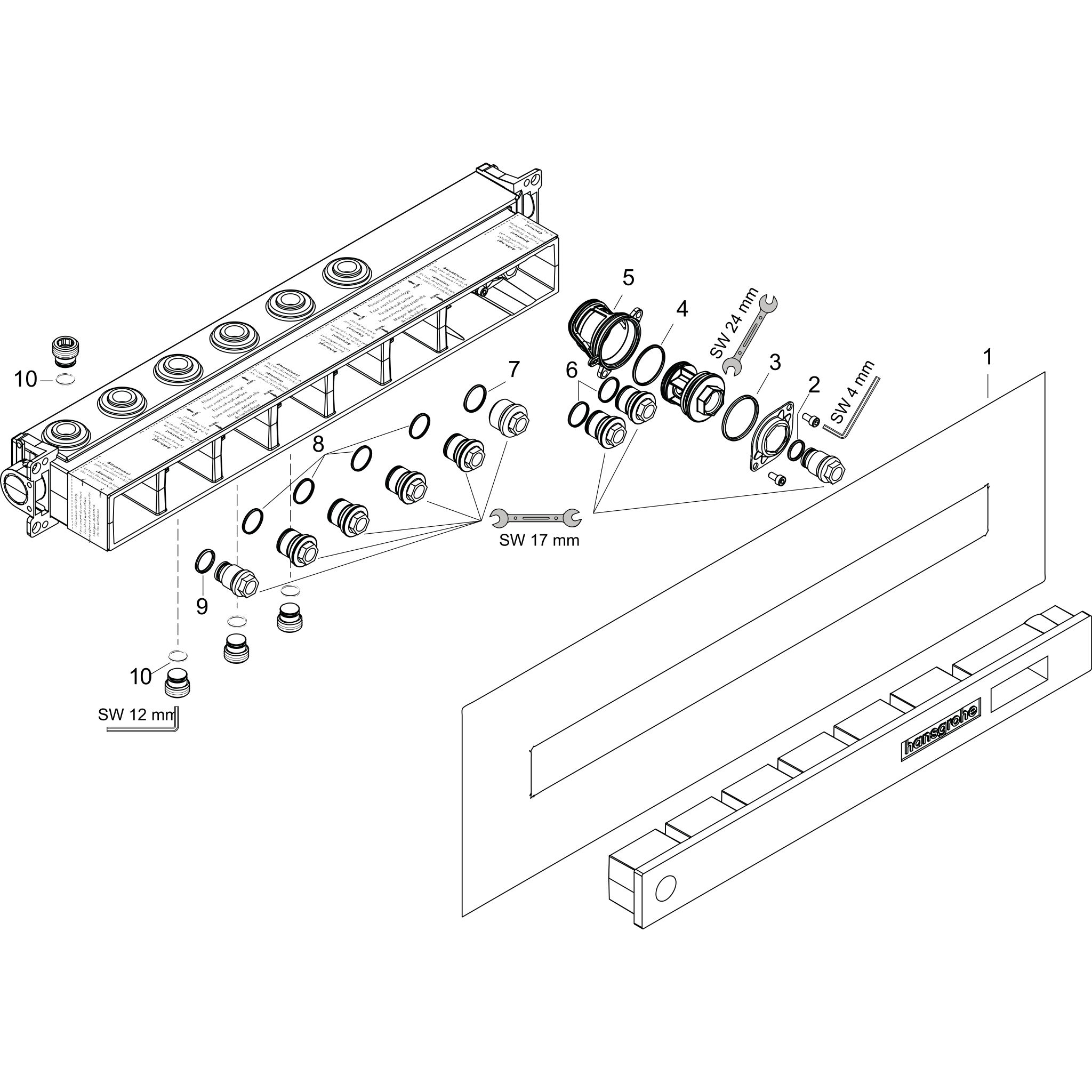 Sơ đồ phụ kiện Bộ âm Hansgrohe RainSelect 15312180