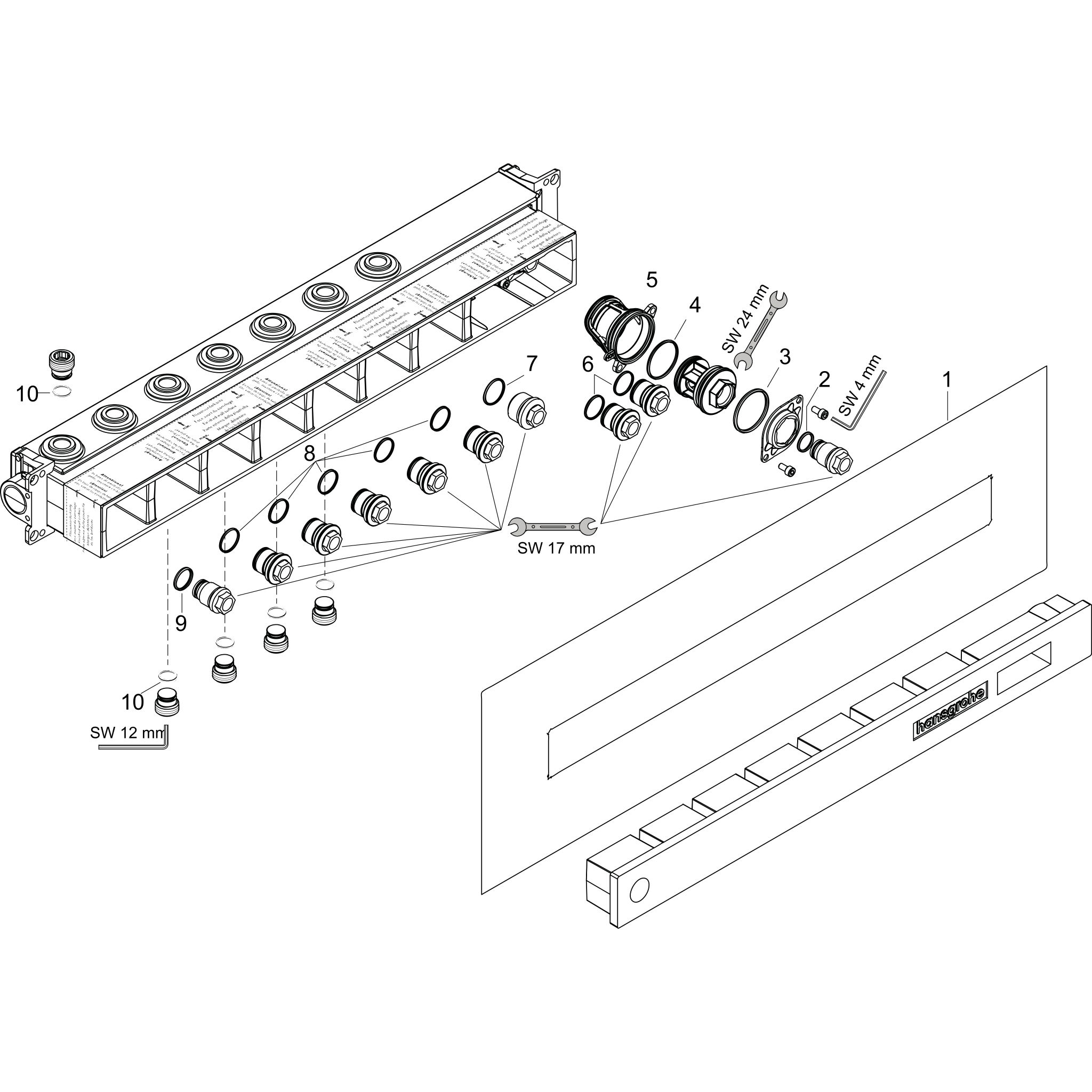 Sơ đồ phụ kiện Bộ âm Hansgrohe RainSelect 15313180