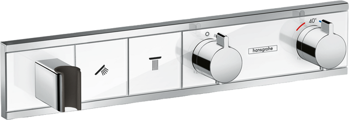 Bộ điều nhiệt âm tường 2 chức năng tích hợp giá đỡ vòi sen Hansgrohe RainSelect 15355400 White/Chrome