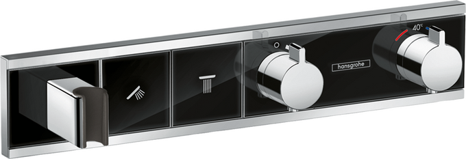 Bộ điều nhiệt âm tường 2 chức năng tích hợp giá đỡ vòi sen Hansgrohe RainSelect 15355600 Black/Chrome