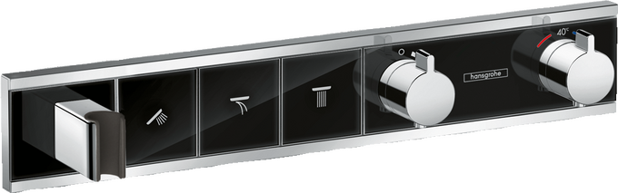 Bộ điều nhiệt âm tường 3 chức năng tích hợp giá đỡ vòi sen Hansgrohe RainSelect 15356600 Black/Chrome