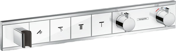 Bộ điều nhiệt âm tường 4 chức năng tích hợp giá đỡ vòi sen Hansgrohe RainSelect 15357400 White/Chrome