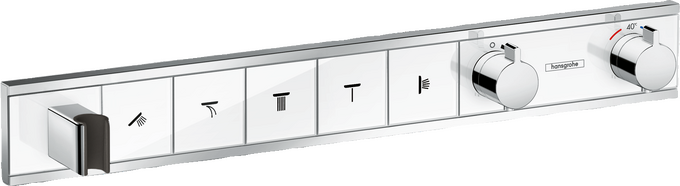 Bộ điều nhiệt âm tường 5 chức năng tích hợp giá đỡ vòi sen Hansgrohe RainSelect 15358400 White/Chrome