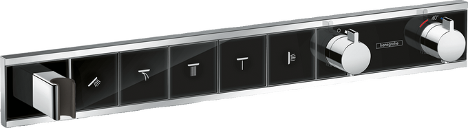 Bộ điều nhiệt âm tường 5 chức năng tích hợp giá đỡ vòi sen Hansgrohe RainSelect 15358600 Black/Chrome