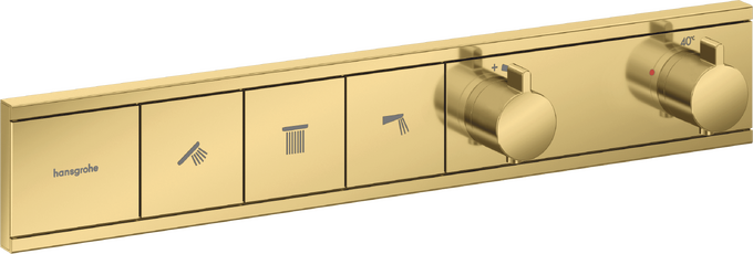 Bộ điều nhiệt âm tường 3 chức năng Hansgrohe RainSelect 15381990 Polished Gold Optic