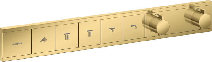 Bộ điều nhiệt âm tường 5 chức năng Hansgrohe RainSelect 15384990 Polished Gold Optic