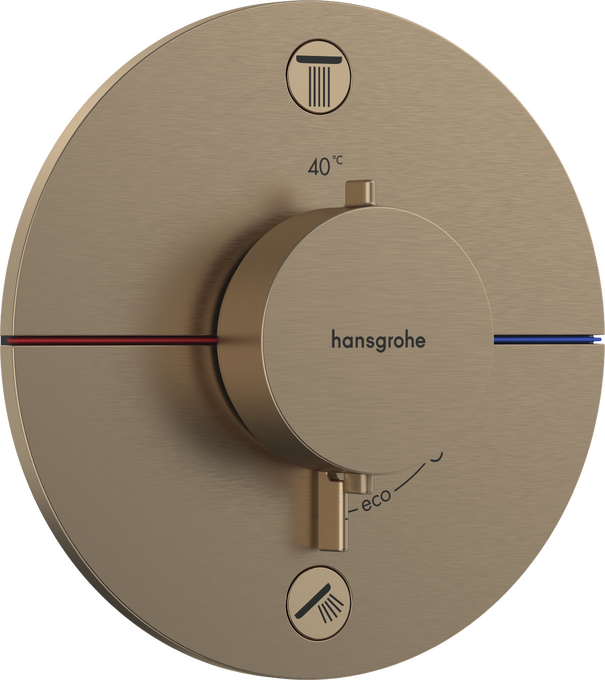 Bộ điều nhiệt âm tường 2 chức năng Hansgrohe ShowerSelect Comfort S 15556140 Brushed Bronze