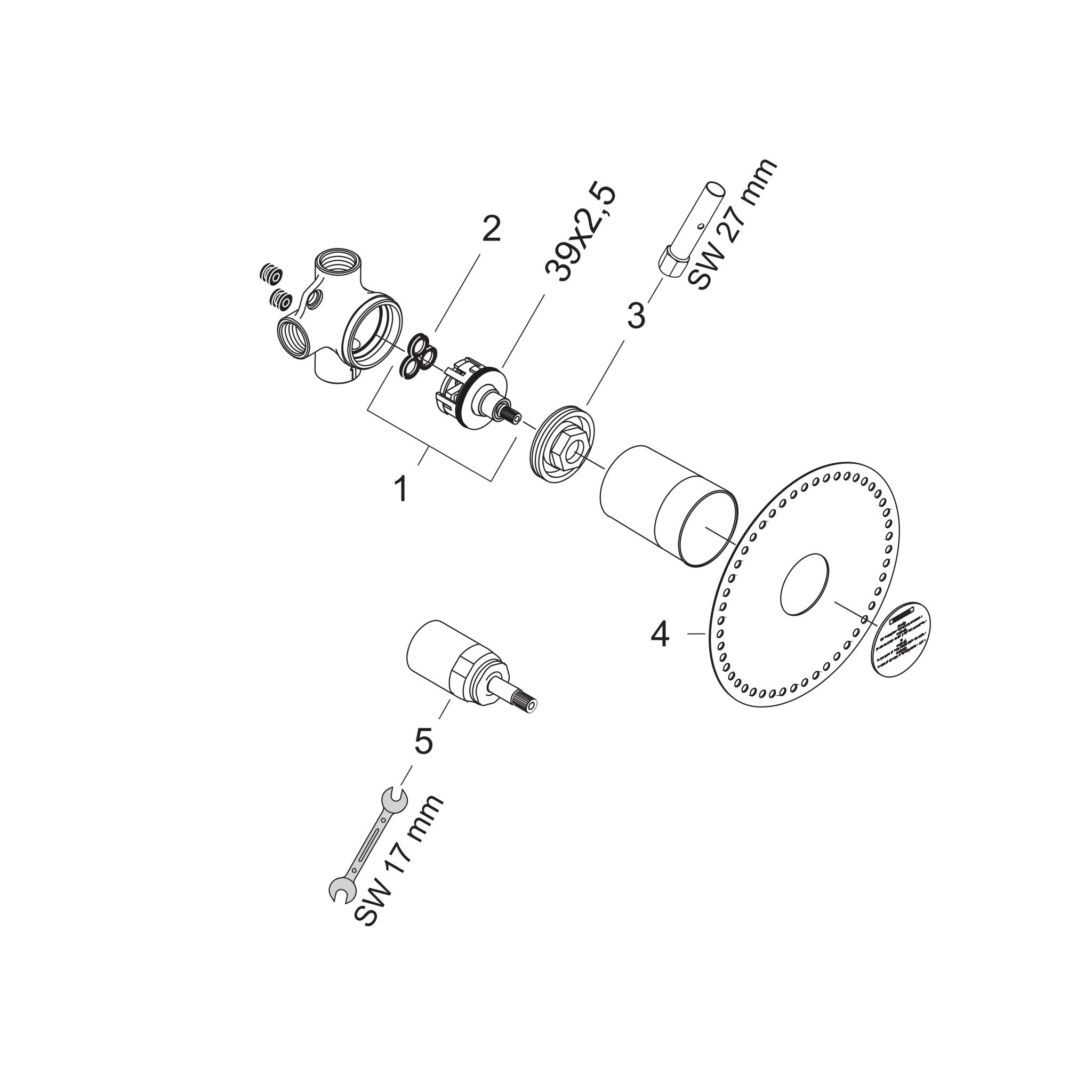 Sơ đồ phụ kiện Bộ âm Hansgrohe 15981180