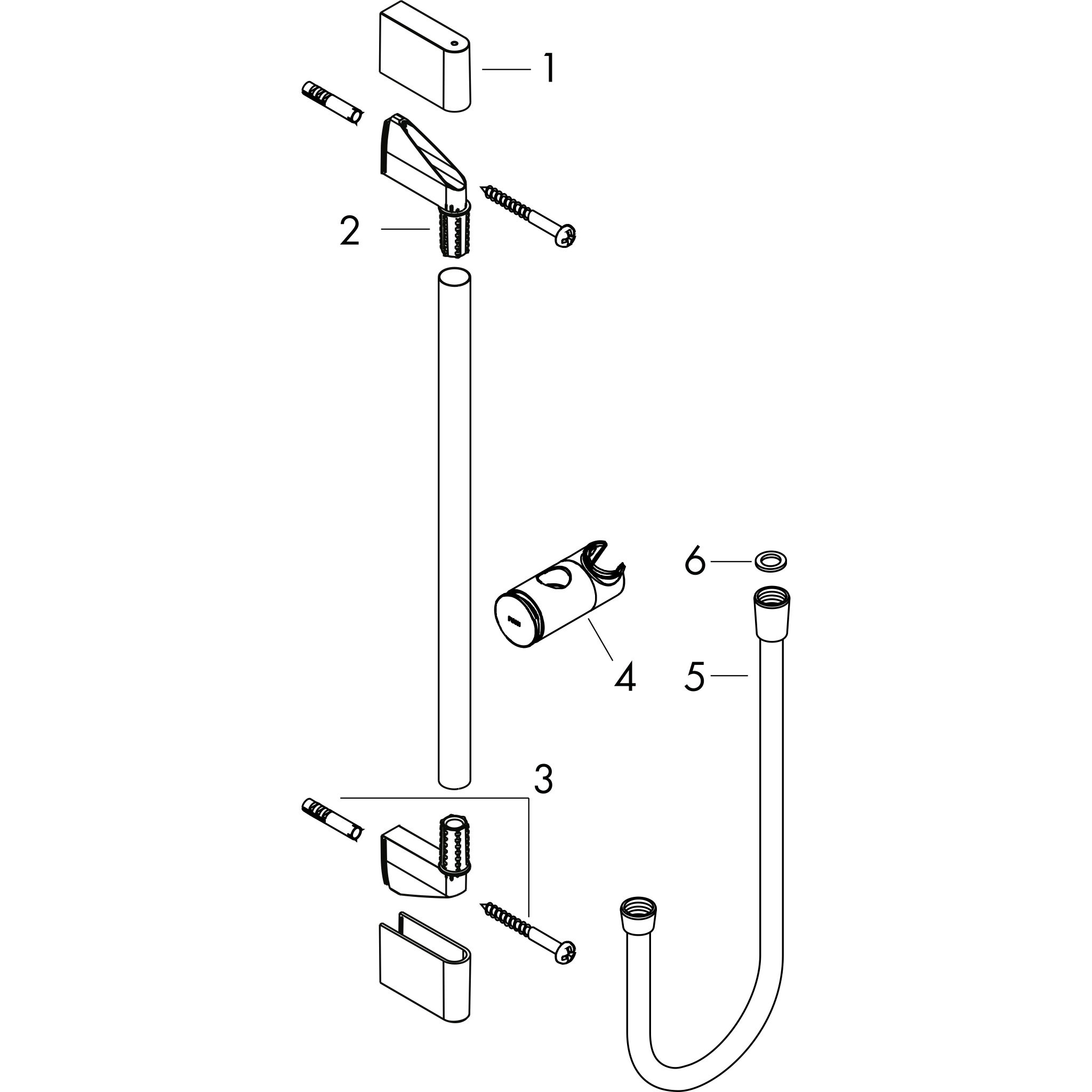 Sơ đồ phụ kiện Thanh trượt sen Hansgrohe Unica 24400000 Chrome