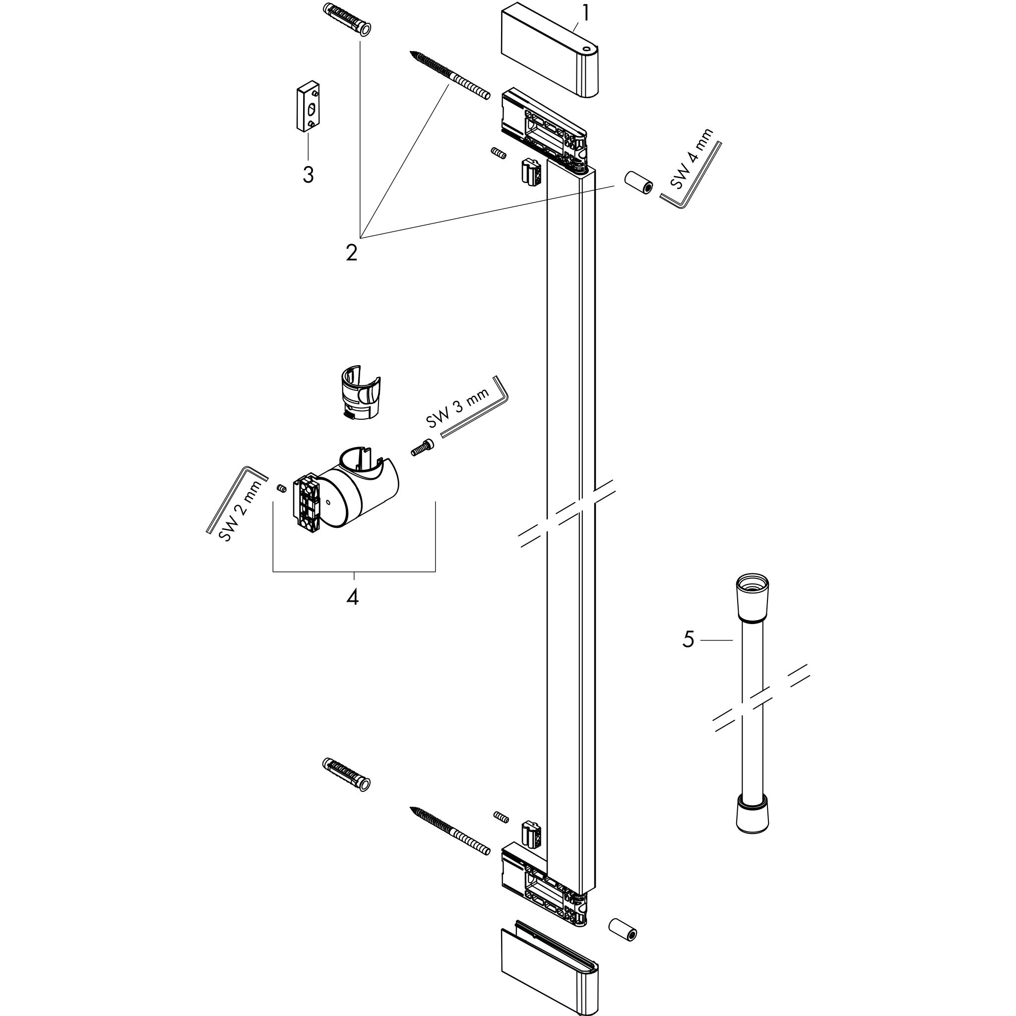 Sơ đồ phụ kiện Gác sen Hansgrohe Unica 24405000 Chrome