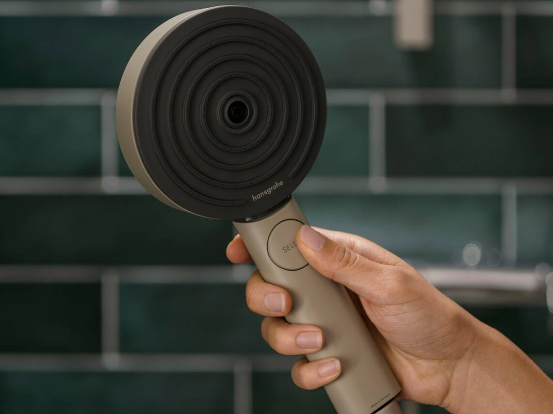 hansgrohe Pulsify Planet Edition, bề mặt màu cát.