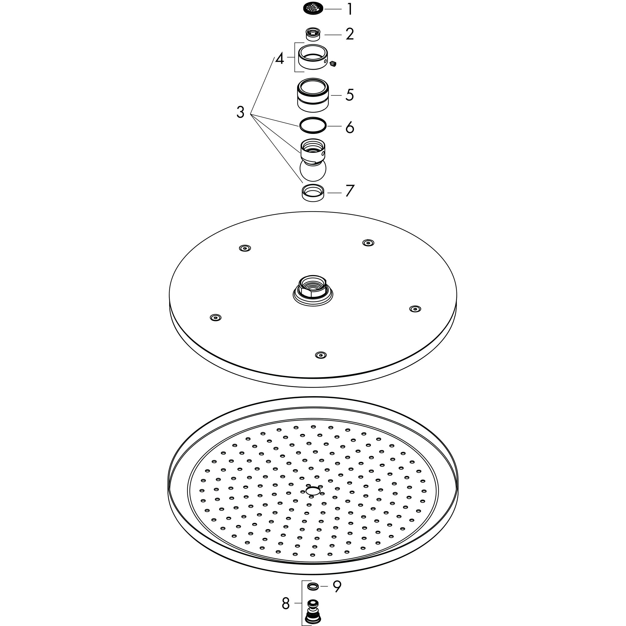 Sơ đồ phụ kiện Bát sen Hansgrohe Croma 26221000 EcoSmart Chrome