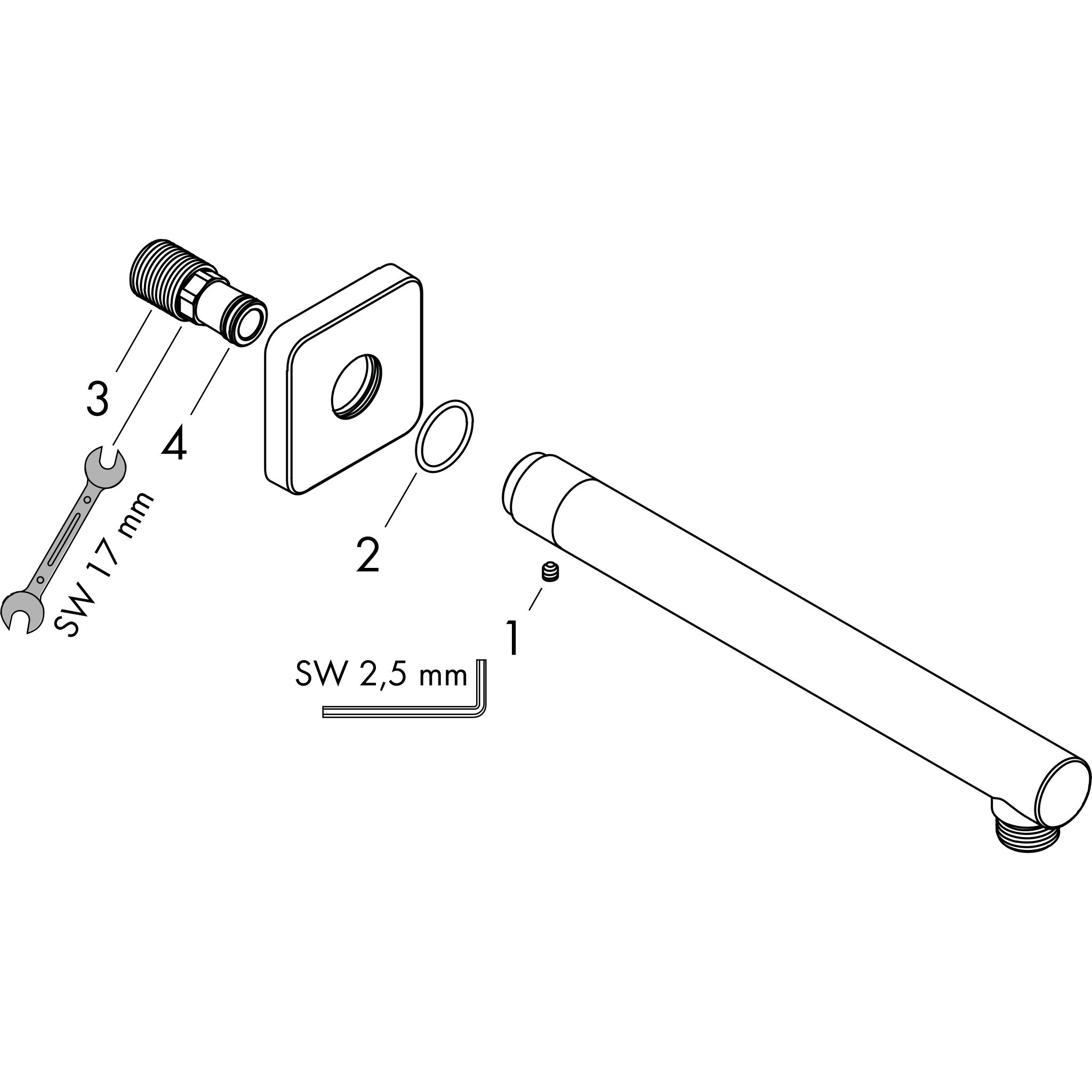 Sơ đồ phụ kiện Cần sen Hansgrohe Vernis Shape 26405000 Chrome