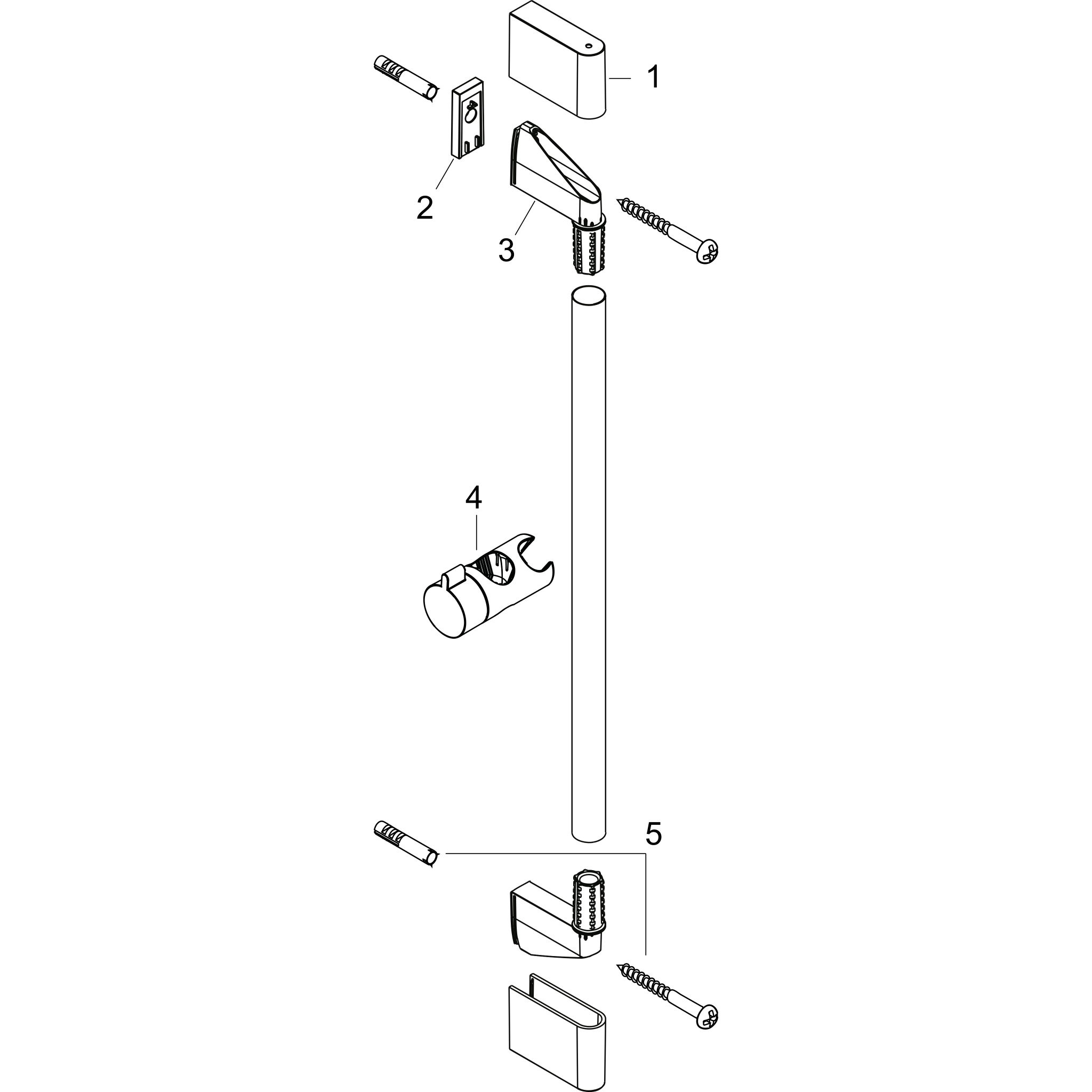 Sơ đồ phụ kiện Thanh trượt sen Hansgrohe Unica 26505000 Chrome