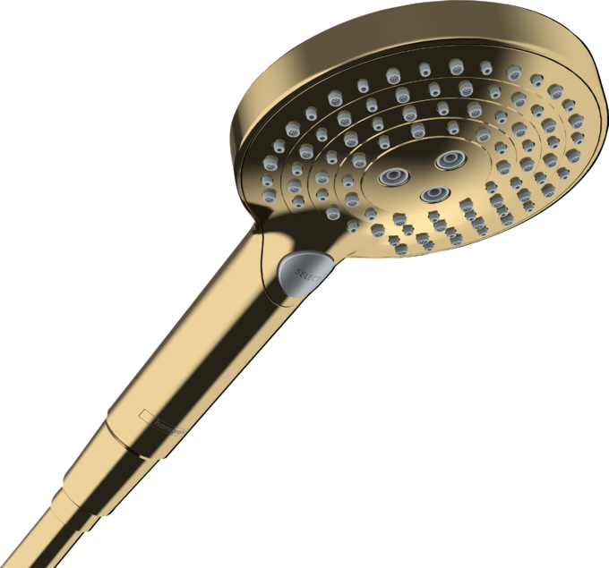 Bát sen cầm tay Hansgrohe Raindance Select S 26515990 PowderRain EcoSmart vàng bóng Bát sen cầm tay Hansgrohe Raindance Select S 26515990 PowderRain EcoSmart vàng bóng
