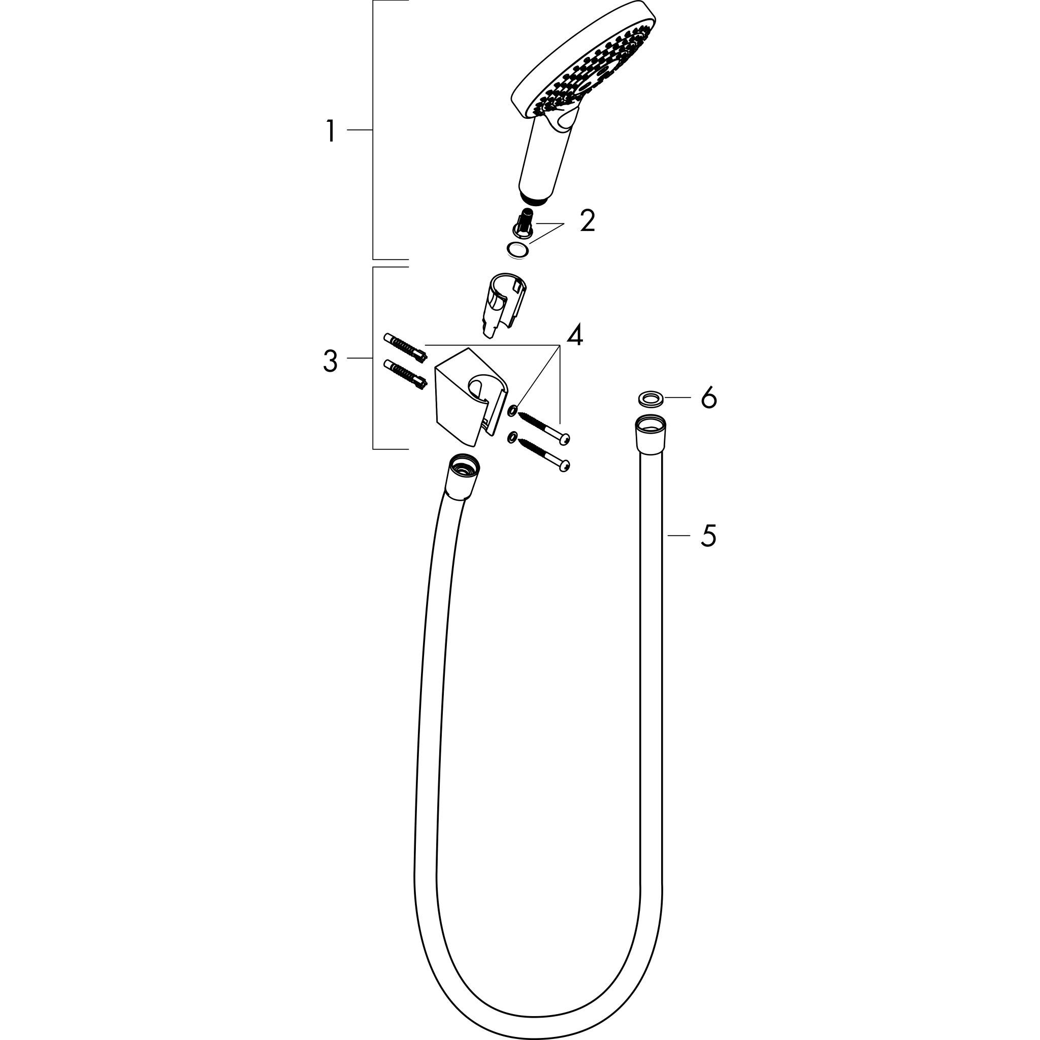 Sơ đồ phụ kiện Bộ tay sen kèm gác sen Hansgrohe Raindance Select S 26721000 Chrome