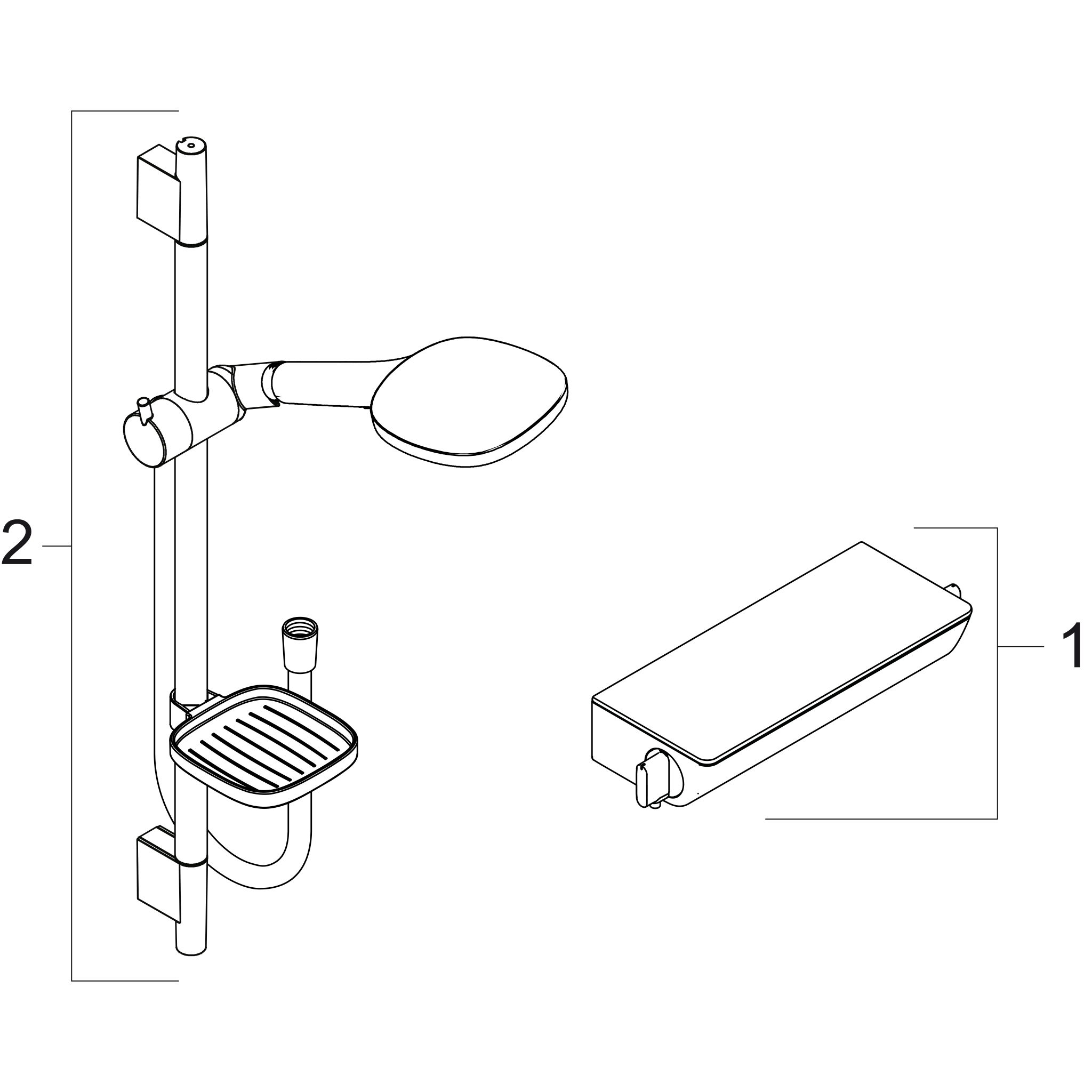 Sơ đồ phụ kiện Hệ thống vòi sen lắp nổi 120 3 tia Hansgrohe Raindance Select E 27038000 Chrome