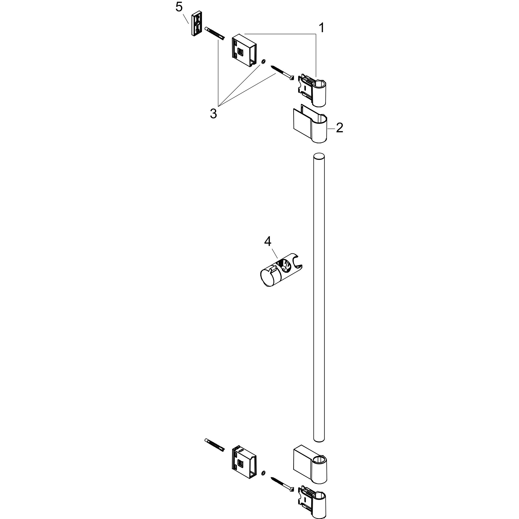 Sơ đồ phụ kiện Thanh trượt sen Hansgrohe Unica 27355000 Chrome