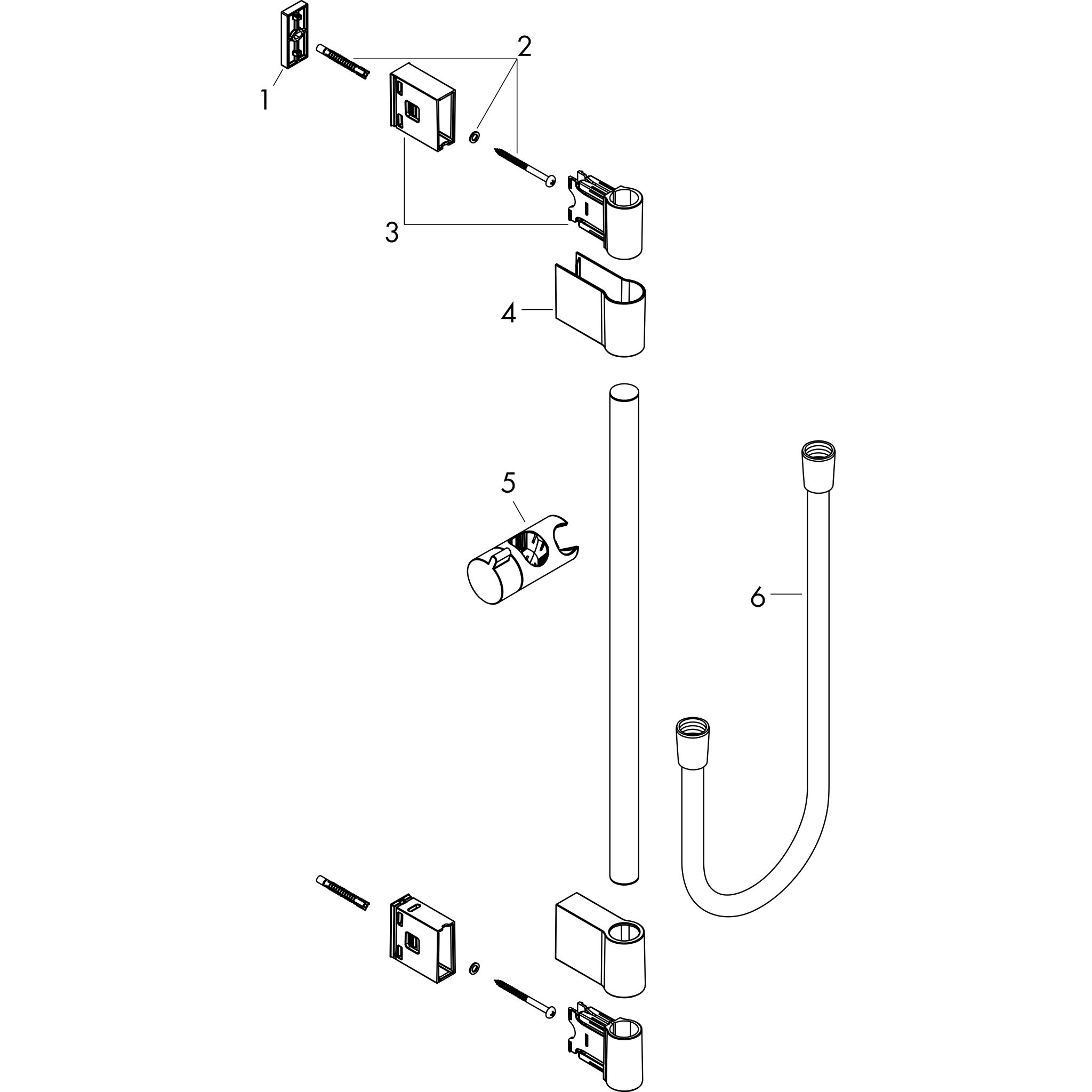 Sơ đồ phụ kiện Thanh trượt sen Hansgrohe Unica 27356000 Chrome