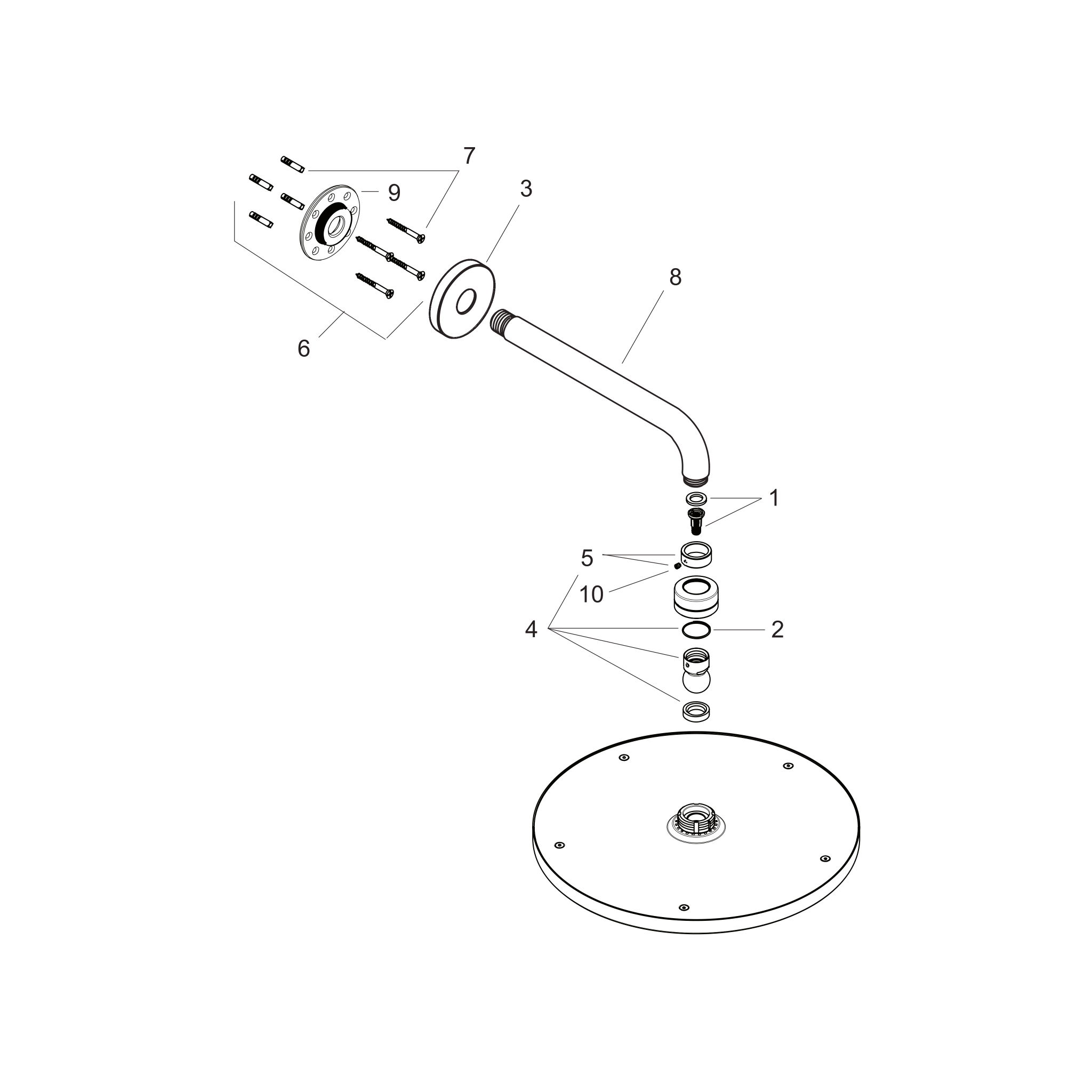 Sơ đồ phụ kiện Bát sen Hansgrohe Raindance S 27493000 Chrome