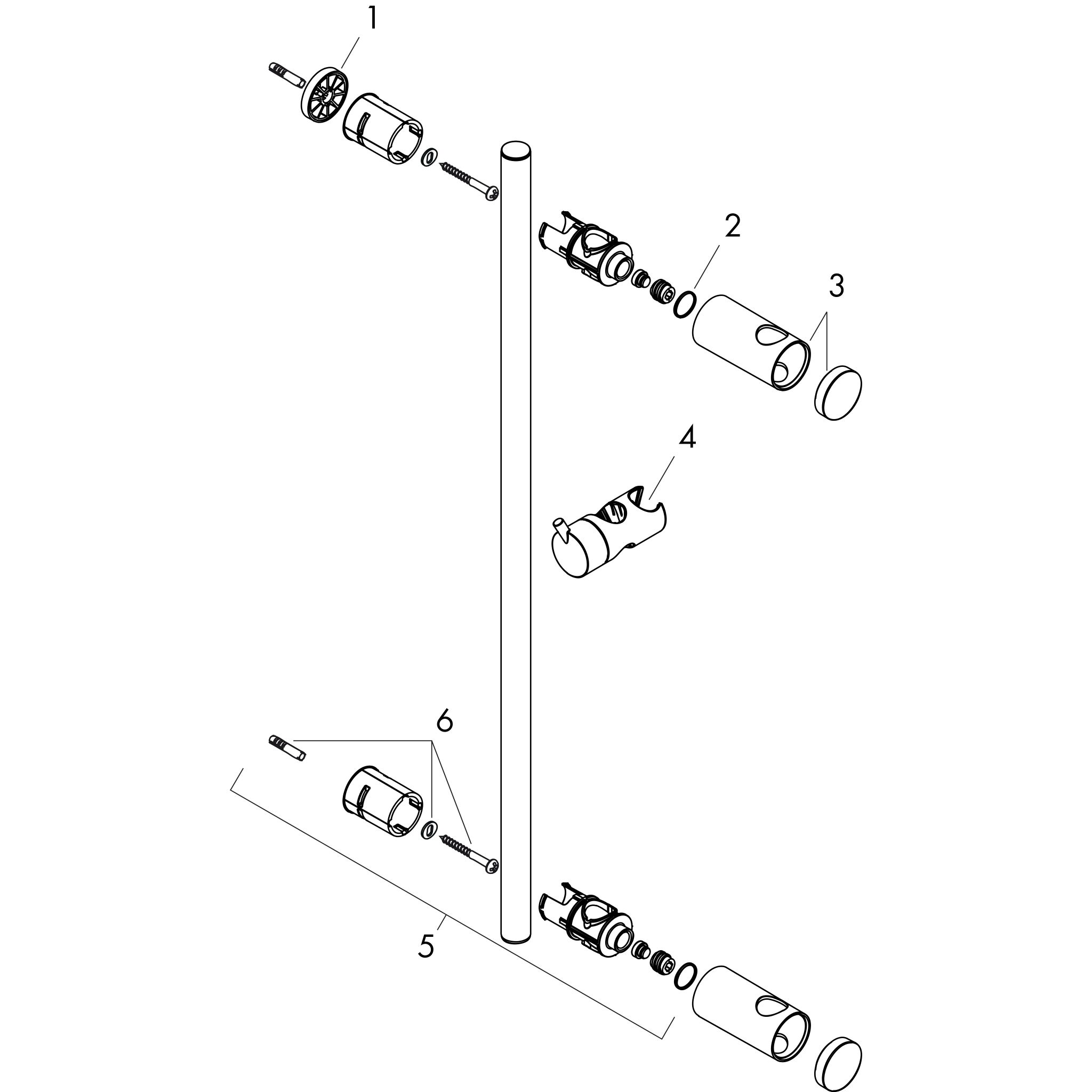 Sơ đồ phụ kiện Thanh trượt sen Hansgrohe Unica 27704000 Chrome