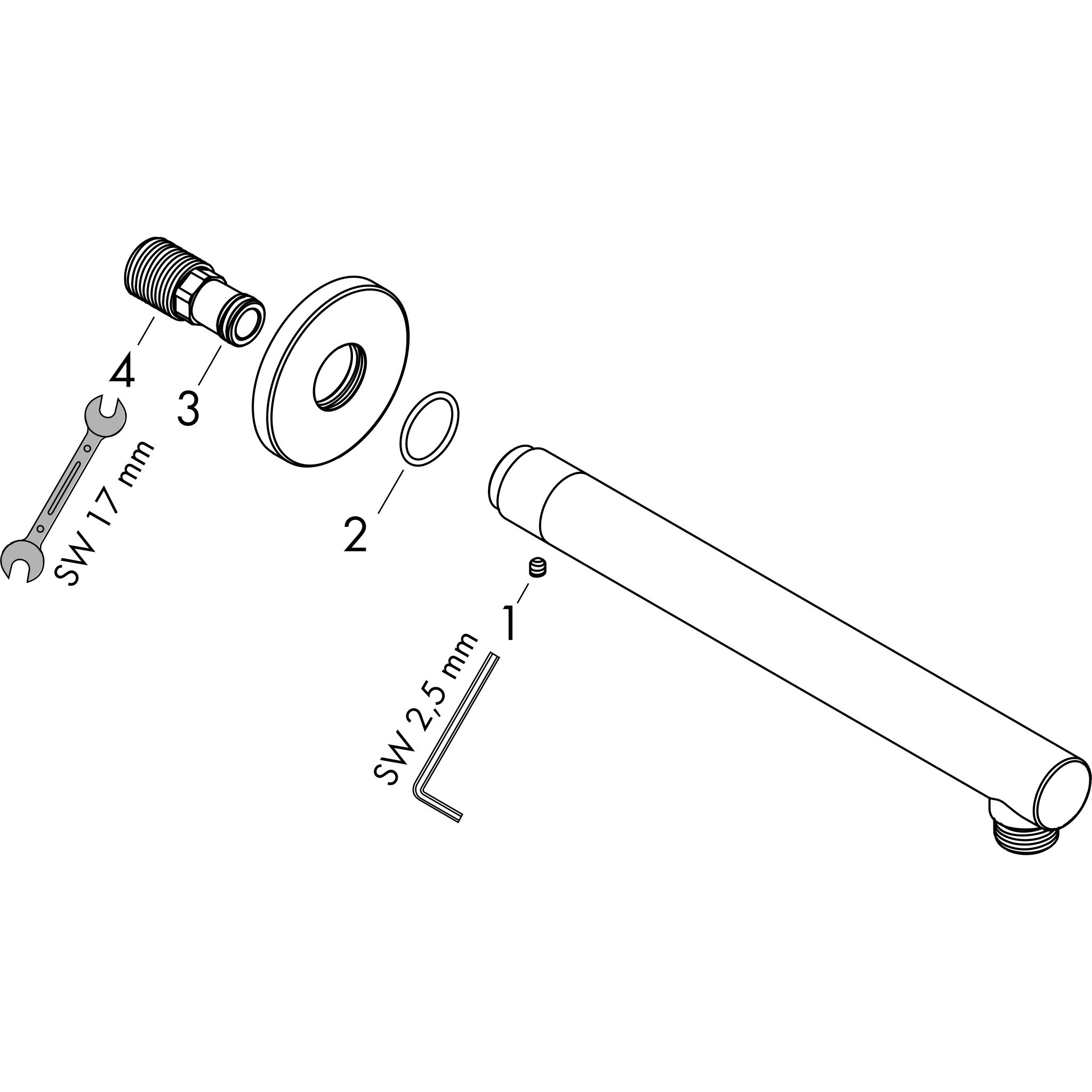 Sơ đồ phụ kiện Cần sen Hansgrohe Vernis Blend 27809000 Chrome