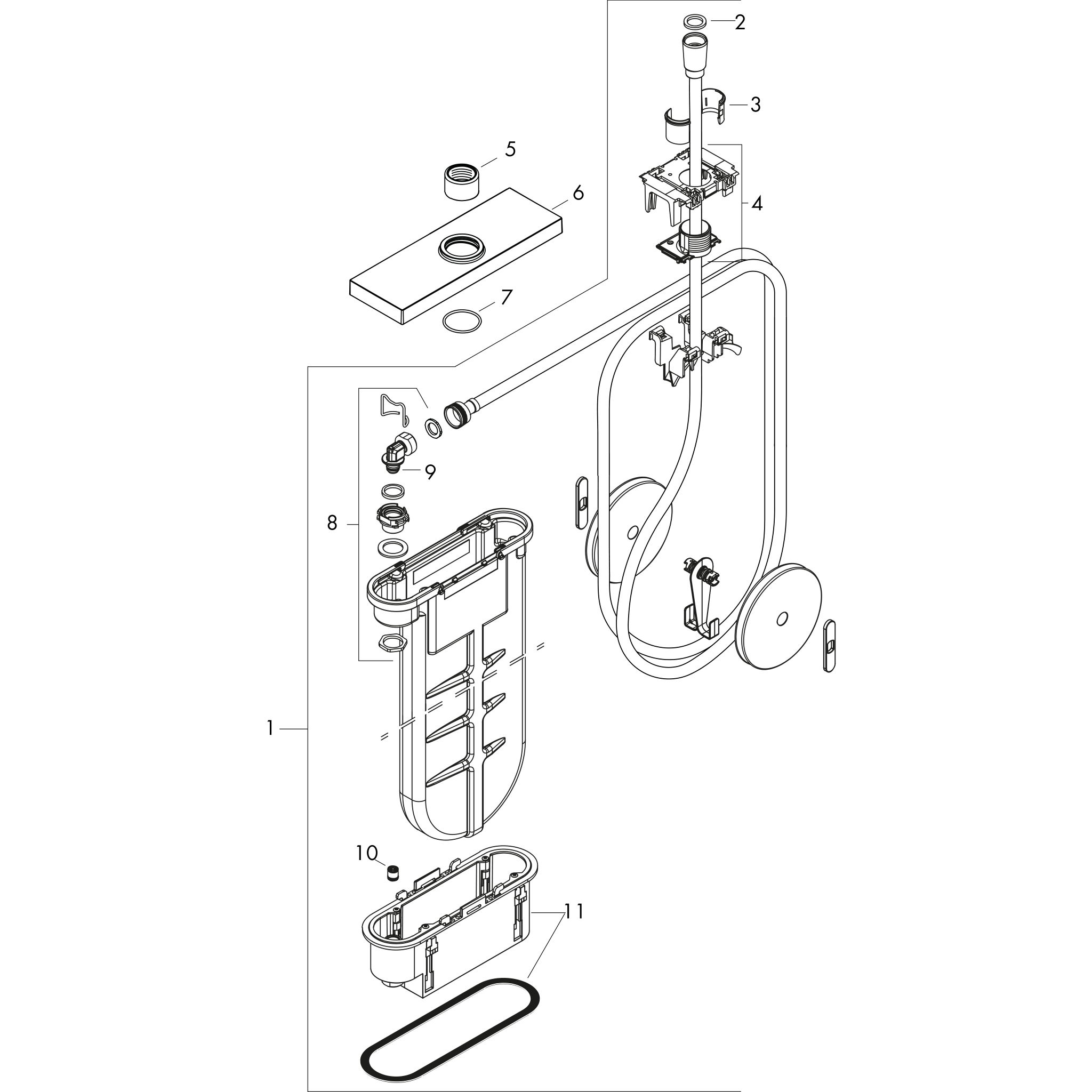 Sơ đồ phụ kiện Vòi sen Hansgrohe sBox 28010000 Chrome