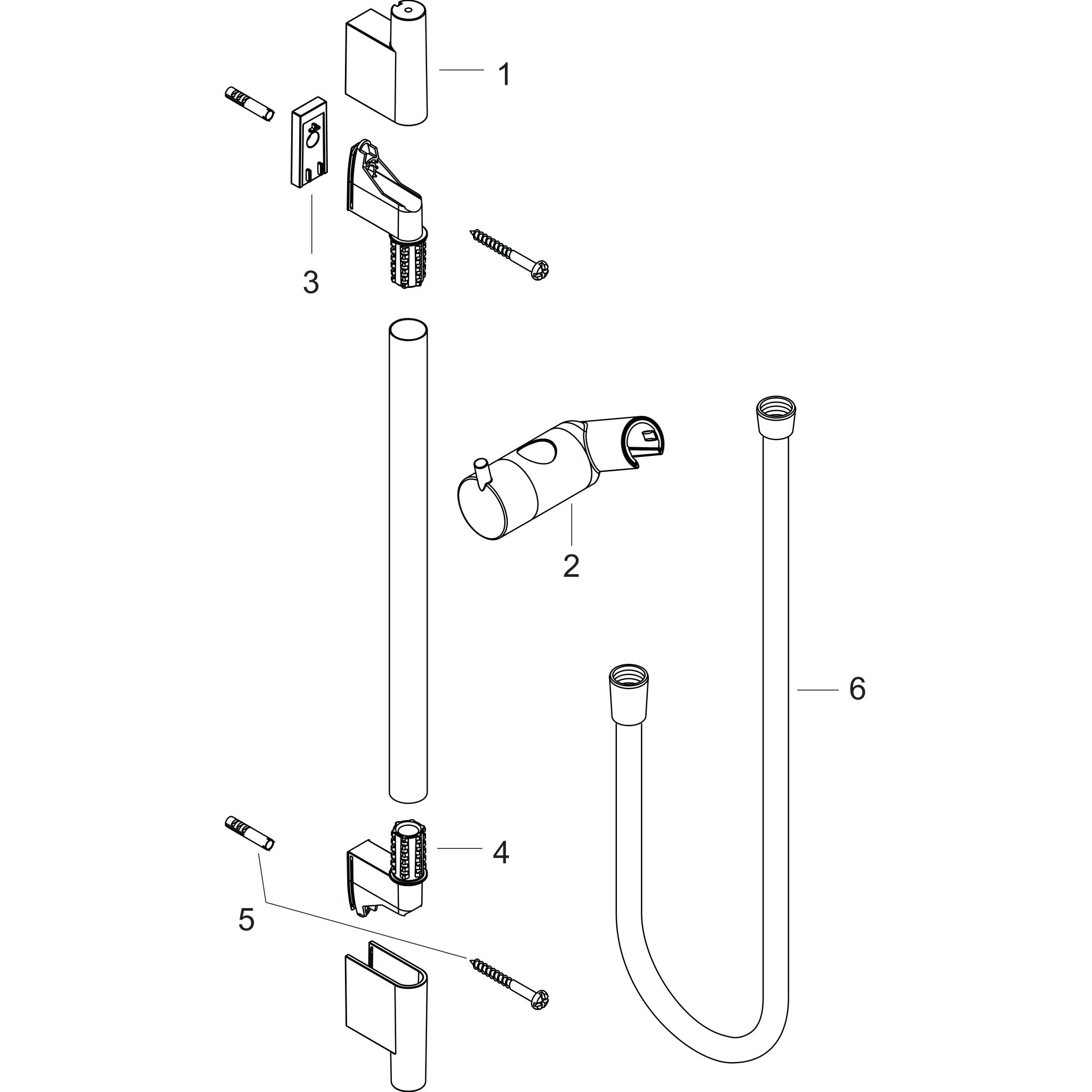 Sơ đồ phụ kiện Thanh trượt sen Hansgrohe Unica 28631000 Chrome