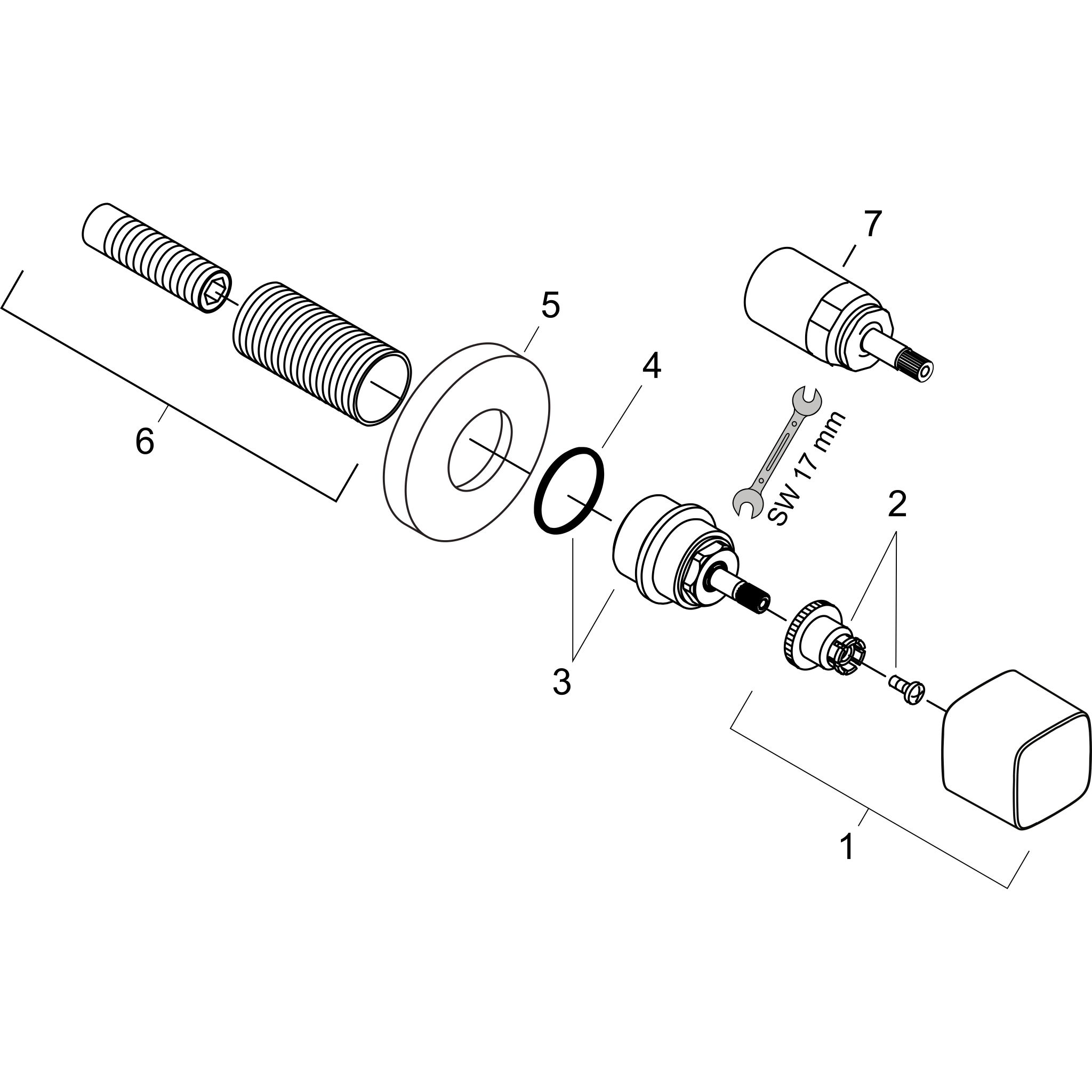 Sơ đồ phụ kiện Van khóa Hansgrohe Metris 31677000 Chrome