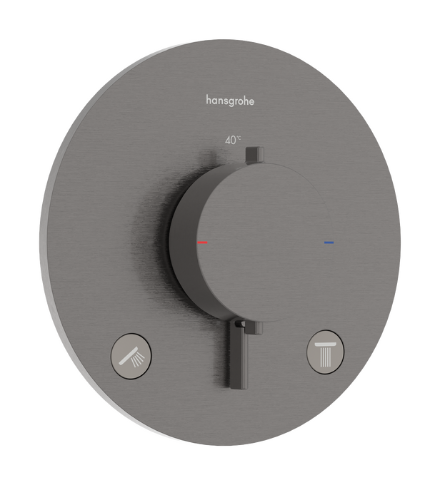 Bộ điều nhiệt âm tường 2 chức năng Hansgrohe Ecostat Comfort S 33715340 Brushed Black Chrome
