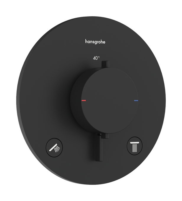 Bộ điều nhiệt âm tường 2 chức năng Hansgrohe Ecostat Comfort S 33715670 Matt Black
