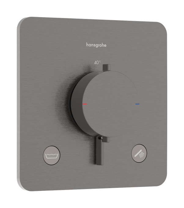 Bộ điều nhiệt âm tường 2 chức năng Hansgrohe Ecostat Comfort Q 33717340 Brushed Black Chrome
