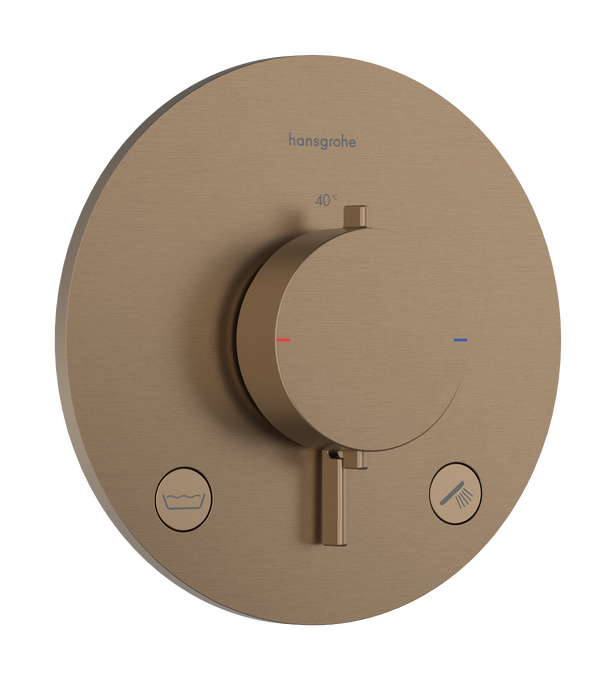 Bộ điều nhiệt âm tường 2 chức năng Hansgrohe Ecostat Comfort S 33718140 Brushed Bronze