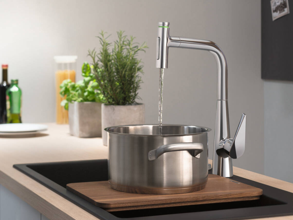 Chậu rửa tương thích với thớt hansgrohe.