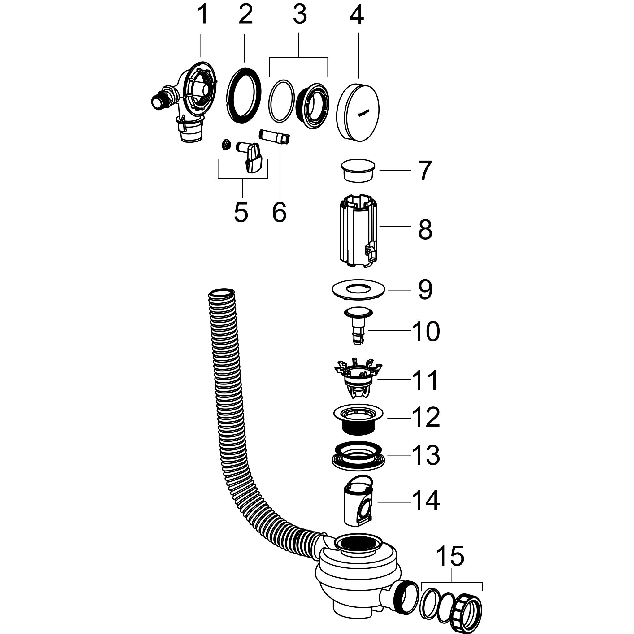 Sơ đồ phụ kiện Bộ âm Hansgrohe Exafill 58132000 Chrome