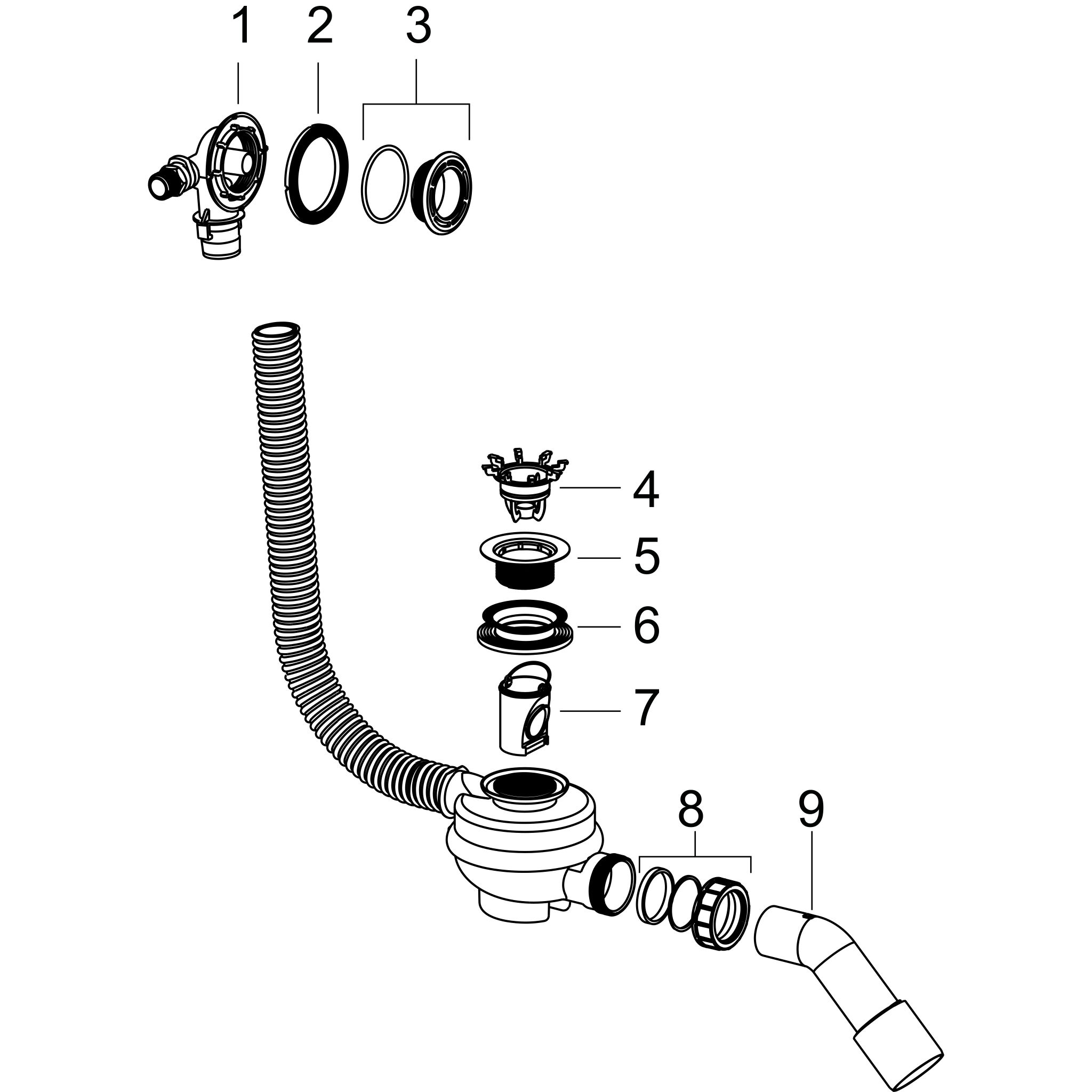 Sơ đồ phụ kiện Bộ âm Hansgrohe Tubset universal 58152180