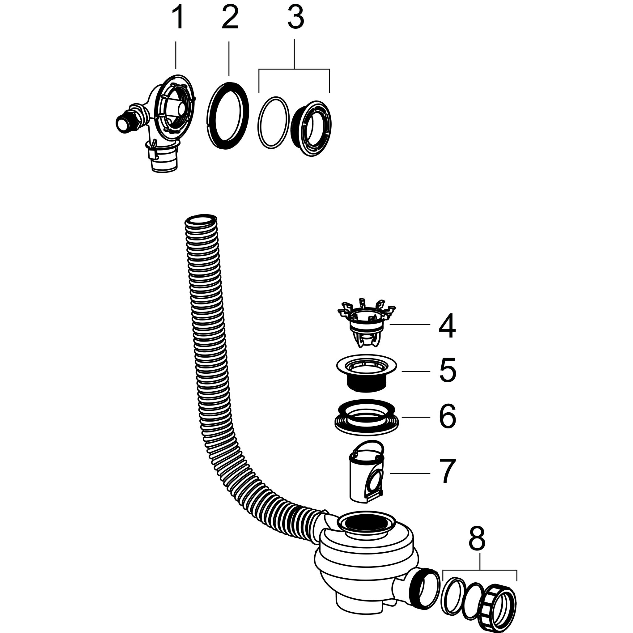 Sơ đồ phụ kiện Bộ âm Hansgrohe Tubset universal 58158180