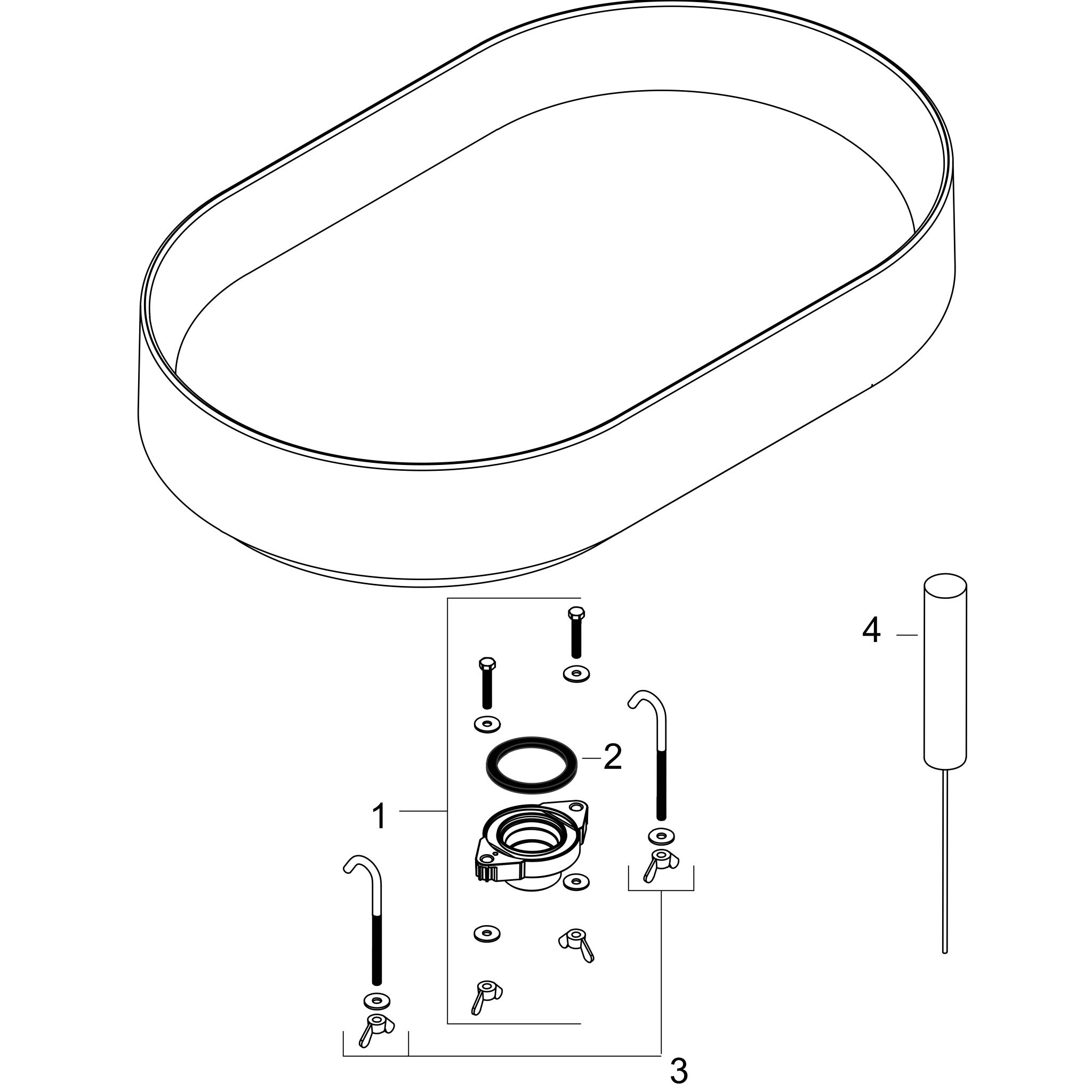 Sơ đồ phụ kiện Chậu lavabo Hansgrohe Xuniva Evo U 60325450 White