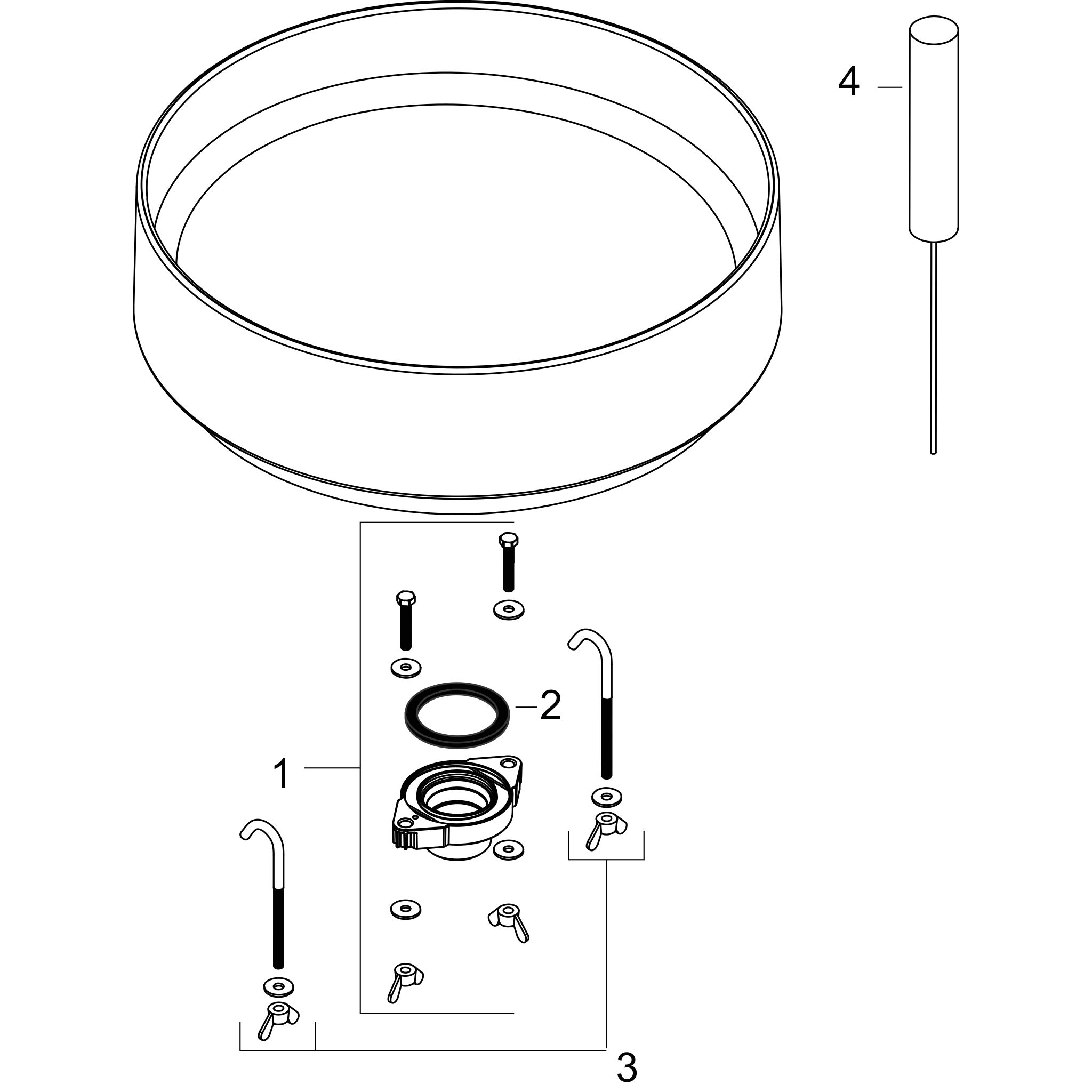 Sơ đồ phụ kiện Chậu lavabo Hansgrohe Xuniva Evo E 60326450 White