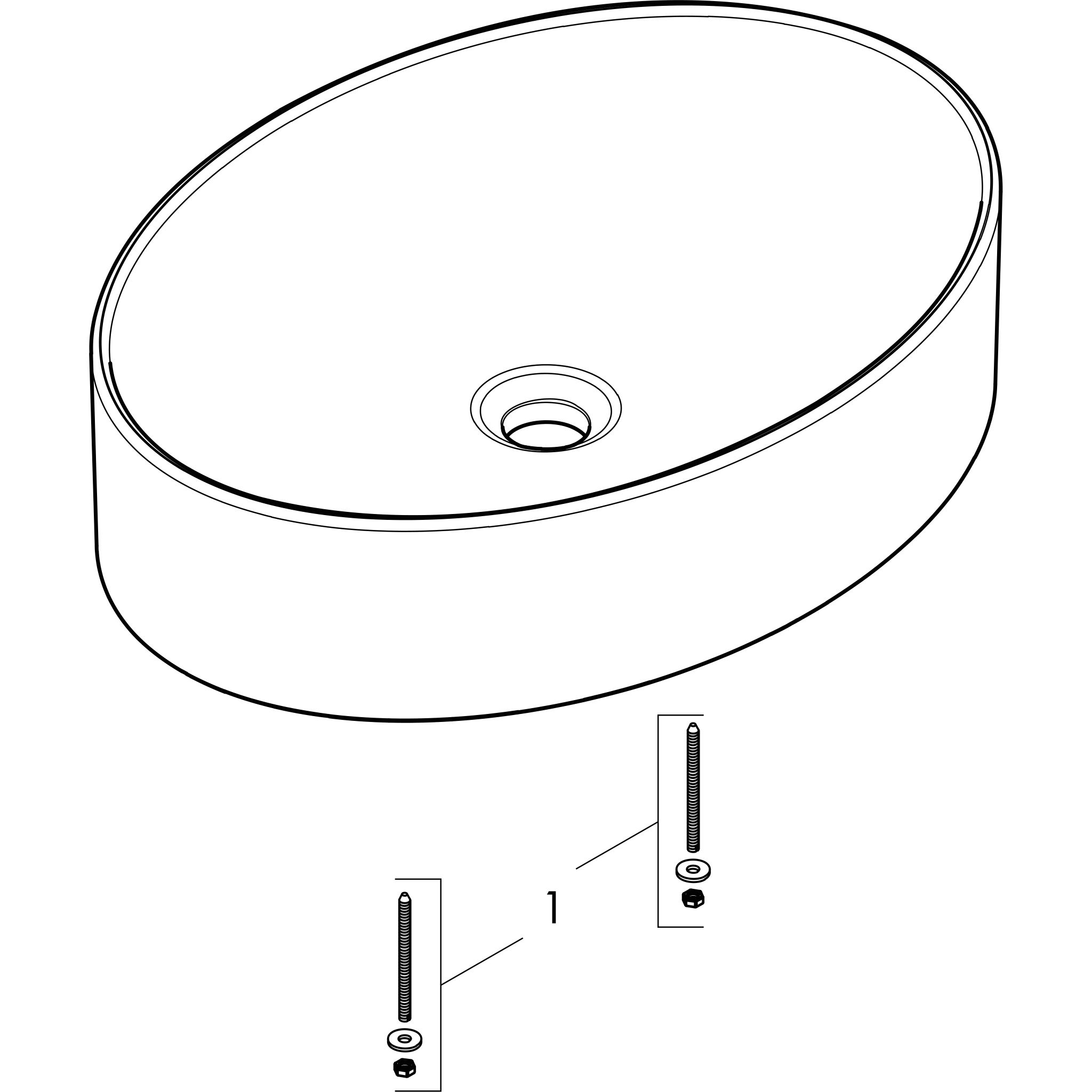Sơ đồ phụ kiện Chậu lavabo Hansgrohe Xuniva D 61072450 SmartClean White