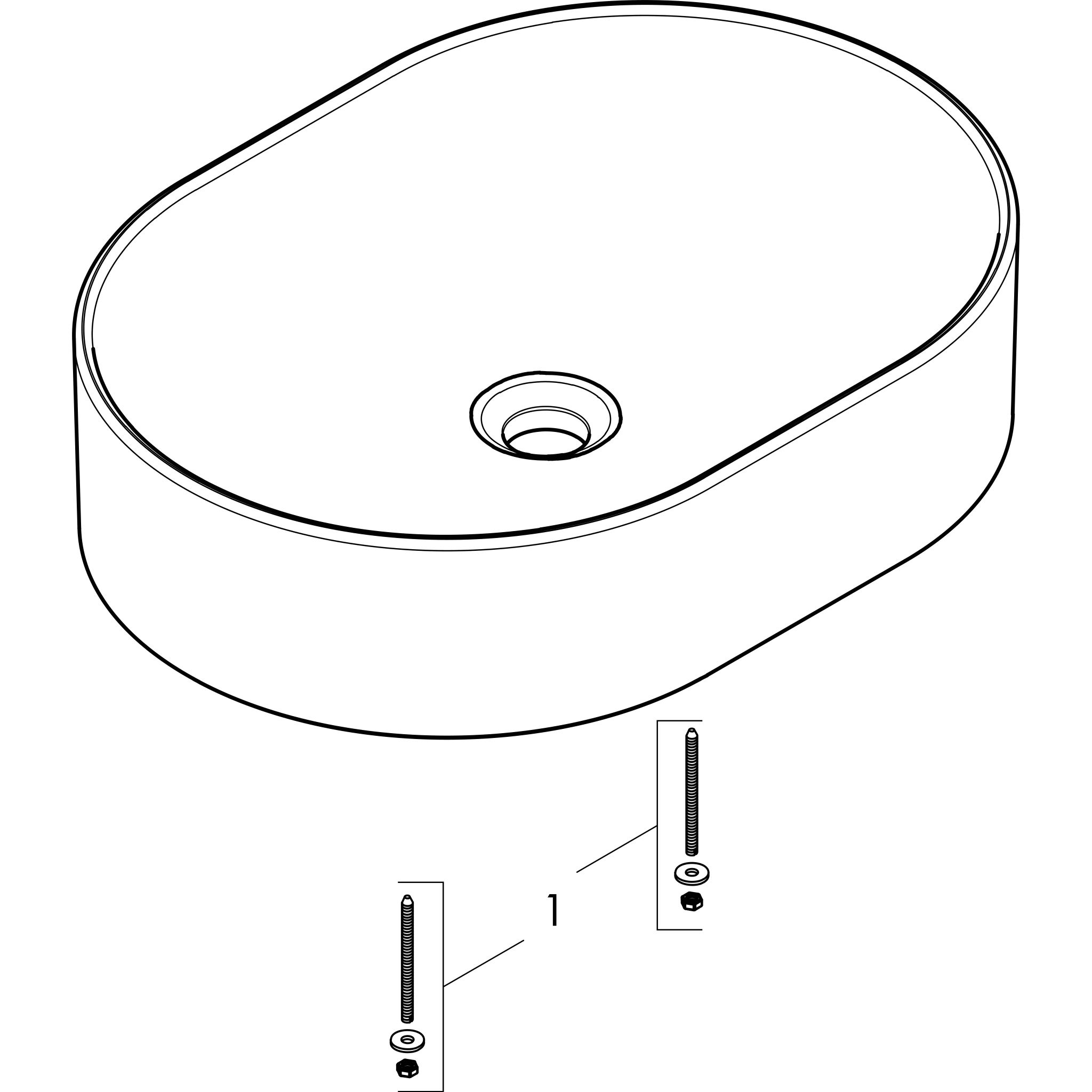 Sơ đồ phụ kiện Chậu lavabo Hansgrohe Xuniva U 61073450 SmartClean White