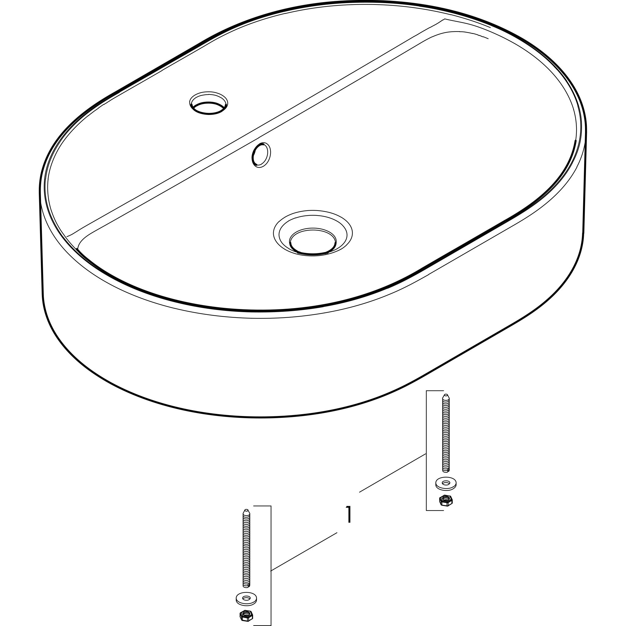Sơ đồ phụ kiện Chậu lavabo Hansgrohe Xuniva U 61080450 SmartClean White